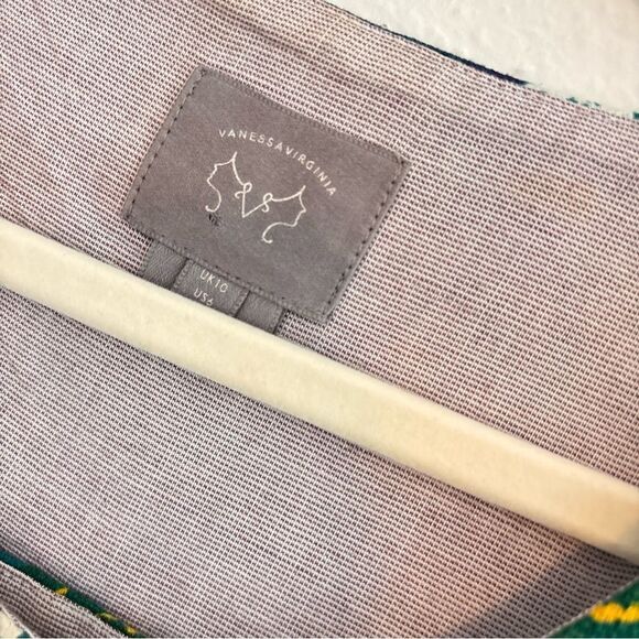 Anthropologie Vanessa Virginia Embroidered Tropical Print Dress - Size 6 - Picture 6 of 6